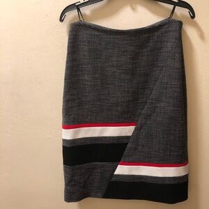 Boss Grey Pencil Skirt with Red, White & Black Stripes